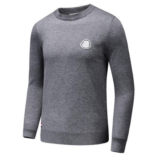 

mens designer sweaters slim o-neck embroidery pattern knitted hommes slim long sleeve sweaters autumn winter solid color, Black
