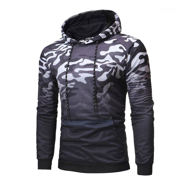 

casual designer mens gradient hoodies homme camouflage gradient color hat collar sweatshirts fashion male long sleeve, Black