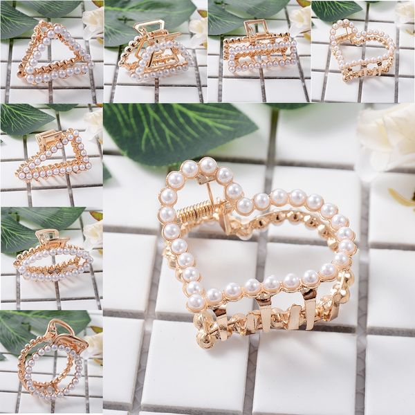 

2019 fashion simple geometric geometric pearl hairpin women's hair clips hair accessories party gifts, Golden;silver