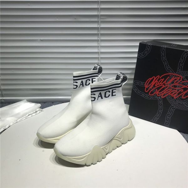 

luxury elastic boots ladies socks black boots knit boots fashion sneakers thick bottom shoes red one pedal sneakers large size v3
