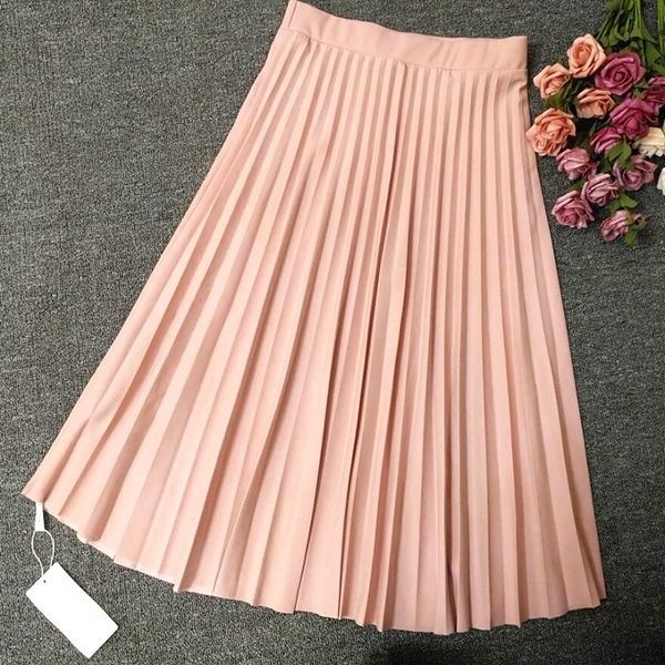 

crinkle chiffon women girl skirts spring elastic waist fold slim skirt long pleated department summer download, Black;gray
