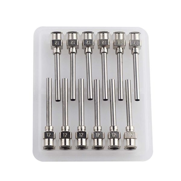 12G-Dosiernadel, 1 Zoll, Ganzmetall, Edelstahl, stumpfe Spitze, Luer-Lock, 12er-Pack