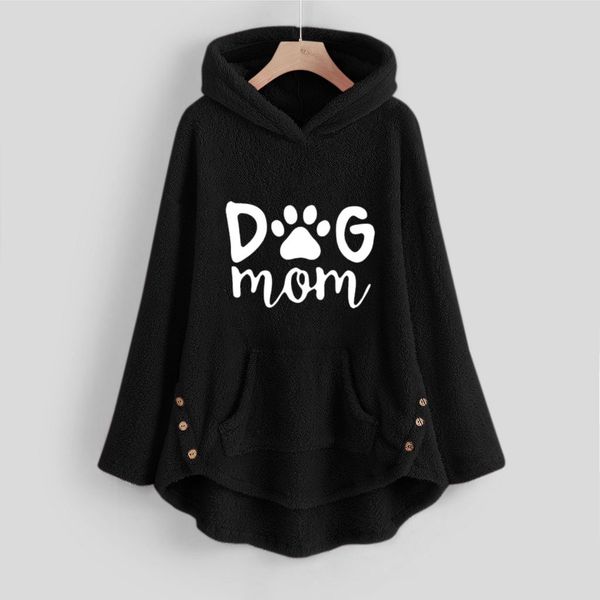 

christmas women hoodies fleece cat embroidery plus size warm hoodie button tee blouse, Black