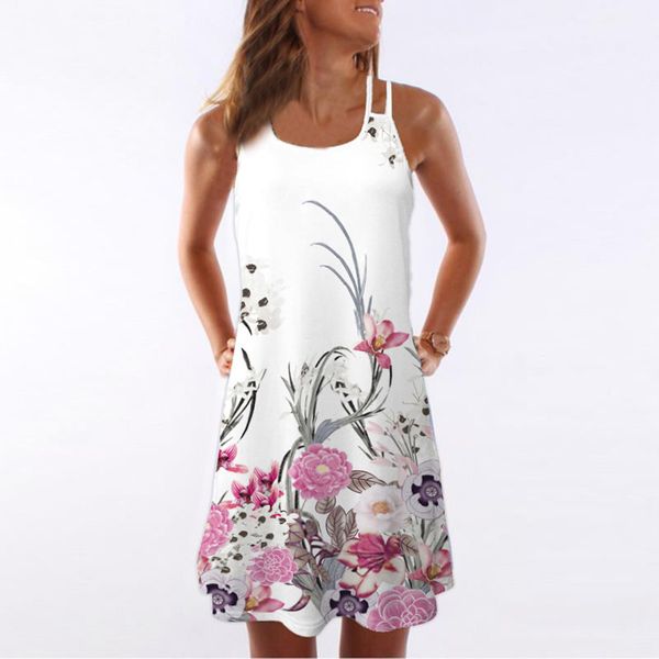 

Women Dresses Summer Vintage vestido 3D Floral Print sukienki Bohe Tank Short Mini Dress Sleeveless robe femme Beach vestidos