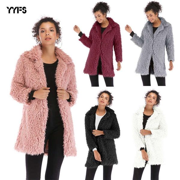 

autumn winter women clothe luxury fur coat long sleeve faux fur outwear long trench coat windbreaker desogner women casual coat jackets, Black;brown