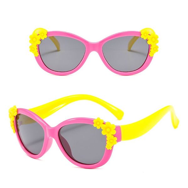 

children sunglasses boys girls kids silicone safety flower polarized sun glasses a69c, White;black