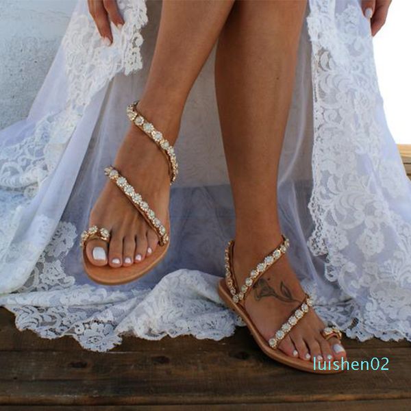 

flat women gladiator sandals crystal summer beach shoes casual slides flip flop ladies wedding sandales femme 2020 l02, Black