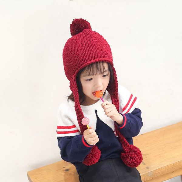 Boys Girls Warm Pompom Winter Hat Kindergarten Children Knitted