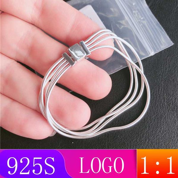 

lism [wholesale] s925 sterling silver 2019 winter new 1: 1 testimonial snake bracelet fashion lady gift diy original jewelry, Black