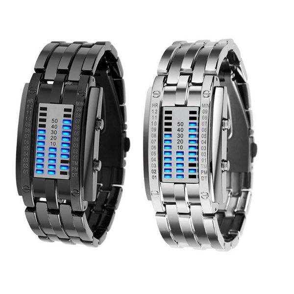 led metal men's watch