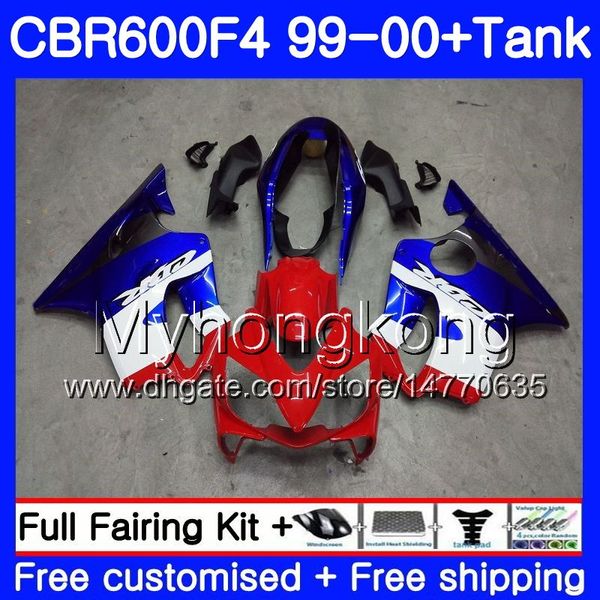 Bodys + Tanque Para HONDA CBR 600 F4 FS CBR 600F4 CBR600F4 99 00 287HM.27 CBR600FS estoque quadro azul CBR600 F 4 CBR600 F4 1999 2000 Kit de Fairing