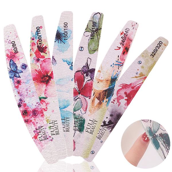 

printed nail files buffer block half moon shaped grinding polishing sanding buffing pedicure nails art manicure tools