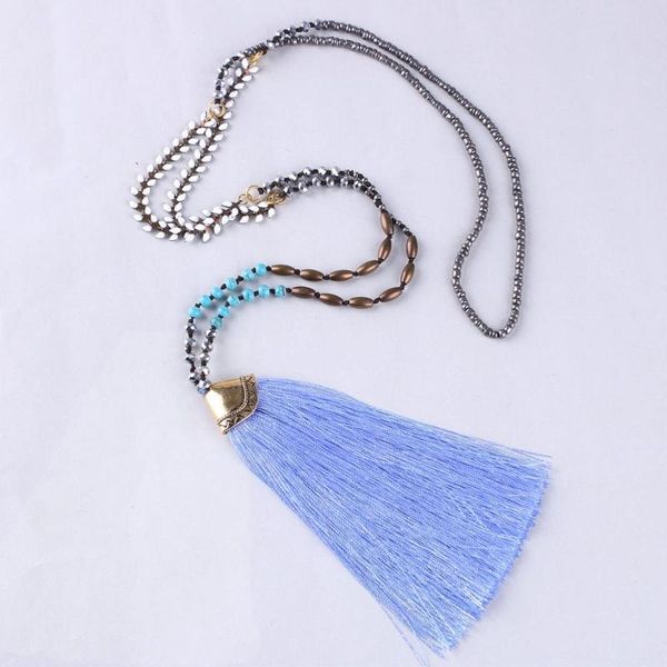 

kelitch шарм bohemian подвеска длинные ожерелья ювелирных изделий из бисера handwoven strand ожерелье заявление женщины чокеры collares, Silver