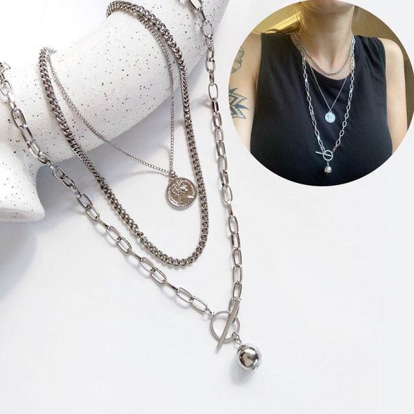 

мода cross square многолойнй длинне епи ожеѬеле монеа меалл геомеѬиека под Silver