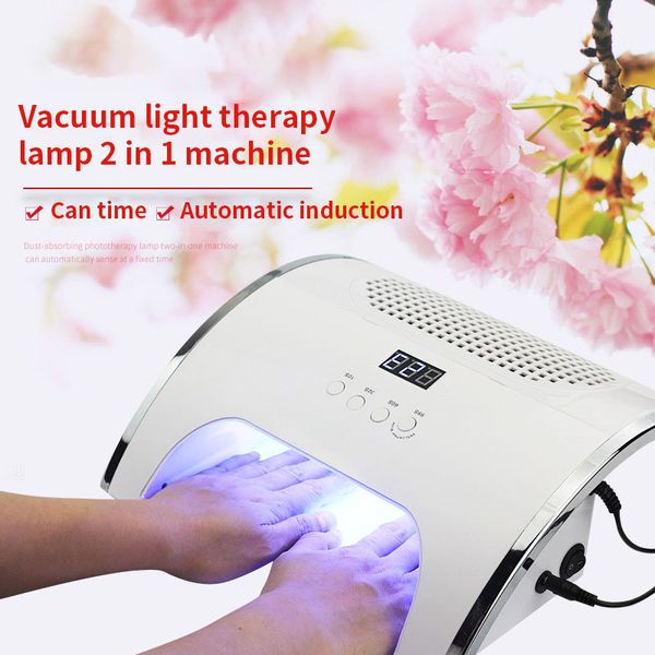 

80w 2 in 1 uv led nail lamp dryer with nail dust fan vacuum cleaner machine dust collector vacuum suction manicure tools, Silver