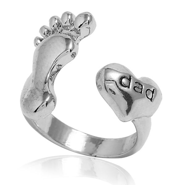 

fashion cute original foot ring dad baby opening adjustable ring birthday gift baby birth anniversary gift, Silver