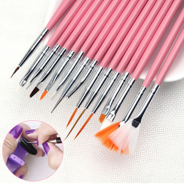 

15pcs/set nail brush set dotting drawing pen paint brushes for manicure wood handle nail art brush for nails, Yellow