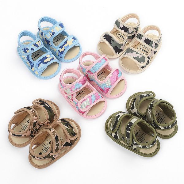 

new summer camouflage cool hollow baby boys girls sandals soft bottom non-slip toddler soft soled shoes, Black;red