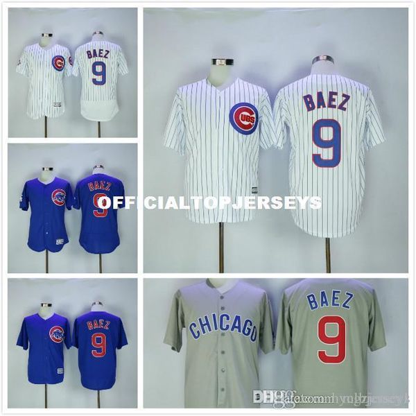 

mens #9 javier baez jerseys retro white blue gray, Black;blue