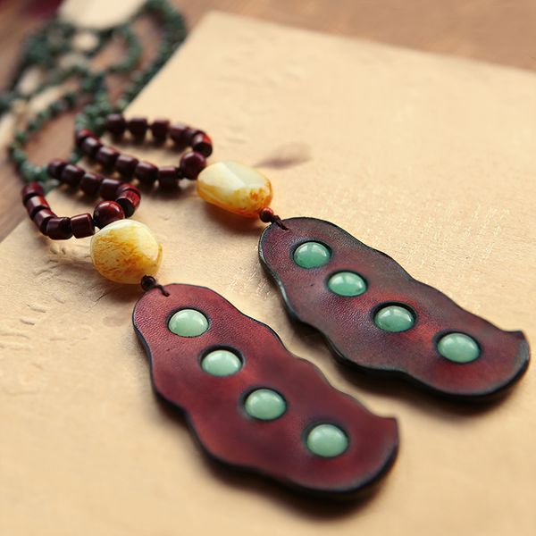 

ручной работы коровьей горох национальный стиль простой литературы и искусства с длинным свитером цепи ожерелье национальный стиль подарок, Silver