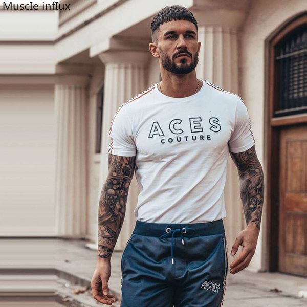 

2019 clothing gym o neck short sleeve men's t shirt men fashion european running tshirts casual for male sports t-shirt, Black;blue