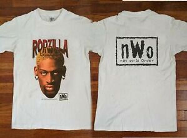 

vintage 90s rodzilla t shirt dennis rodman nwo 1998, White;black