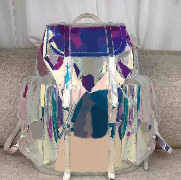 

dazzle men laser flash pvc designer backpack transparent duffle bag brilliant colour backpacks luggage travel bag crossbody shoulder ha96ff#