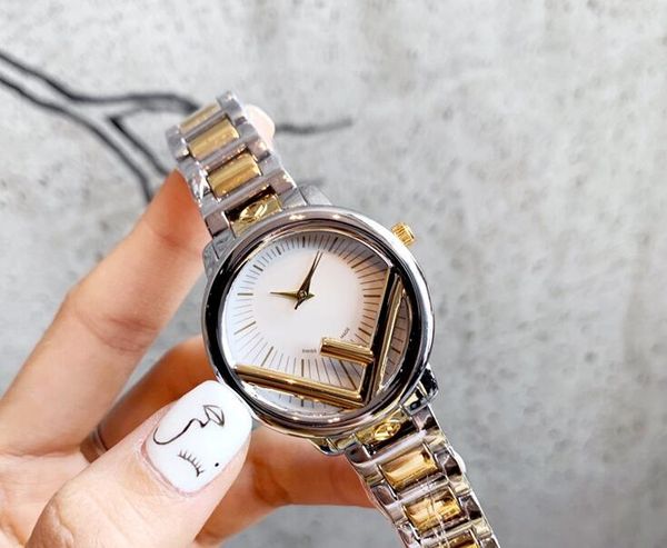 

Новые горячие женщин Часы 35мм Простой Joker Женщины Кварцевые часы Серебро Золото р