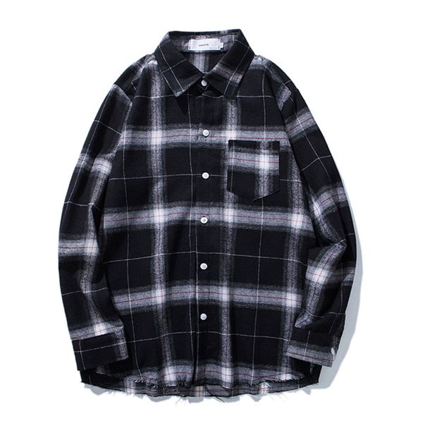 

men's casual shirts men plaid shirt full sleeve fashion comfortable autumn loose large size s-3xl cotton cloth mls001, White;black