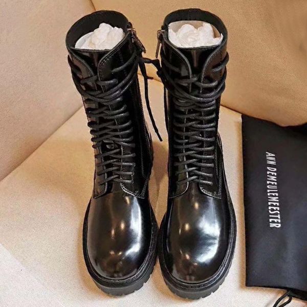 

leather martin bootsann female 2019 new wild autumn and winter net red handsome classic short boots british wind boots women, Black