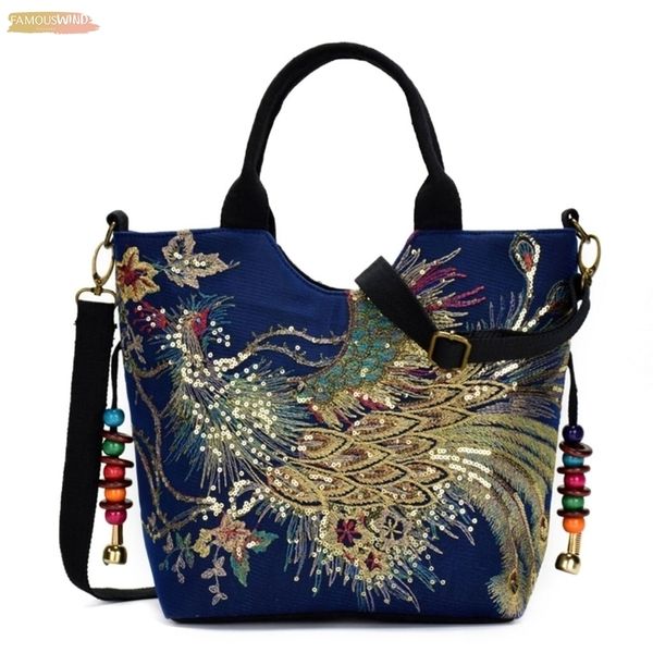 

new fashion women embroidery ethnic handbag crossbody canvas purse ladies tote shoulder bag vintage canvas handbags