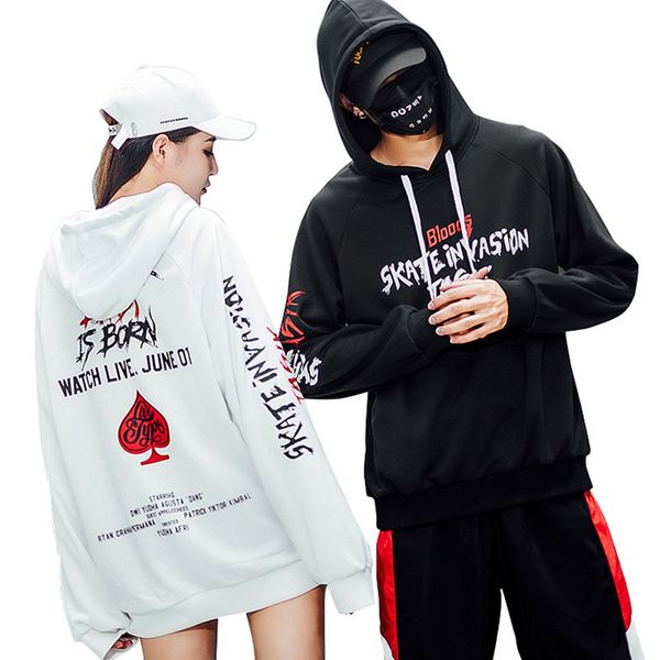 

streetwear hoodie men women couple pullover letter gothic print urban sudaderas para hombre hip hop mens hoodies mujer, Black
