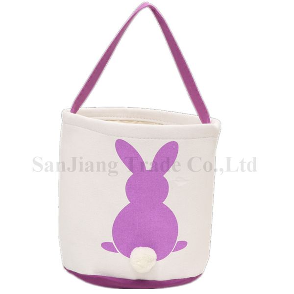 

2020 easter bunny baskets cute diy handmade stuffed rabbit tail handbags purse tote canvas easter gift candy barrel basket bag a122106