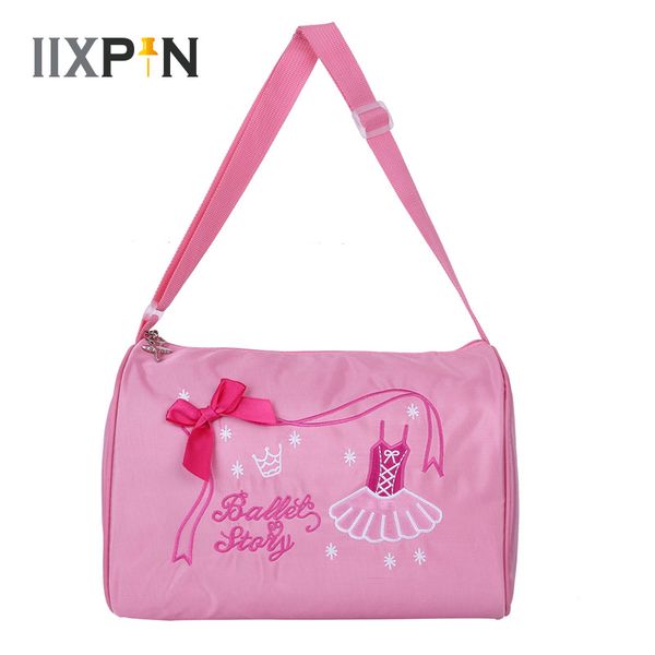 

iixpin kids girls ballet dance bag ballerina fashion hand bag shoulder with zipper dance ballet bags for girls gymnastics, Black;red