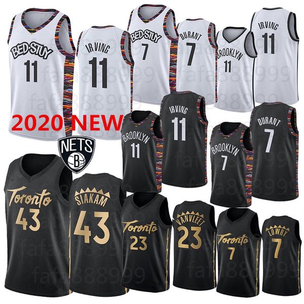 

2020 ncaa mens women youth 11 irving jersey kevin 7 durant kyle 7 lowry pascal 43 siakam vince 15 carter fred 23 vanvleet basketball jersey, Black