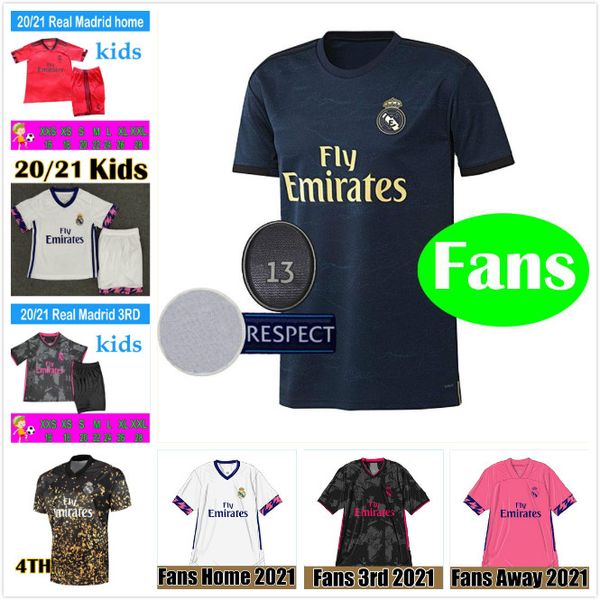 

2020 2021 camisas de futebol real madrid 4th ea sports fourth soccer jerseys rodrygo carvajal hazard vinicius zidane custom football shirt, Black;yellow