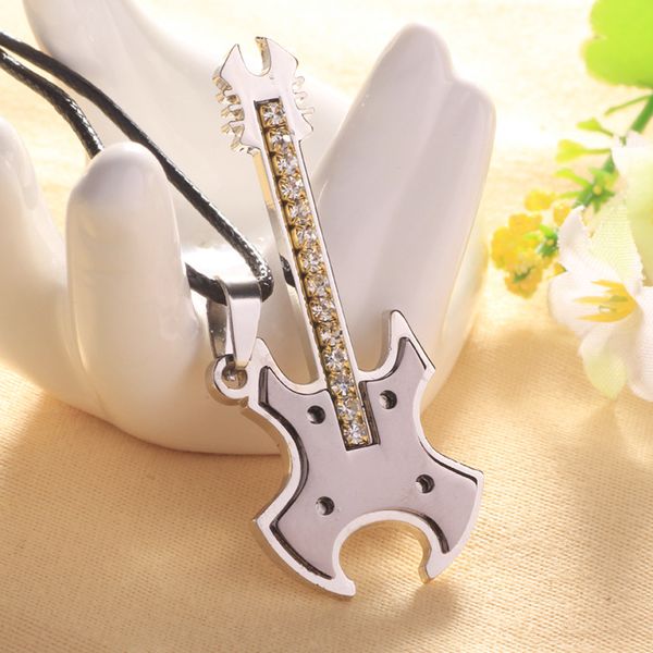 

fashion jewelry cubic zirconia guitar pendant necklace for electric guitar lovers gifts