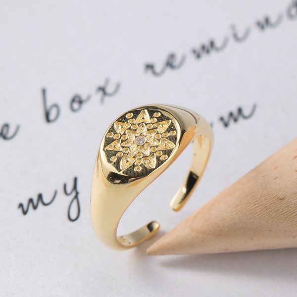 

original 925 silver retro design circular design open ring female korean style simple diamond ring hand ornaments jz12254-y, Golden;silver