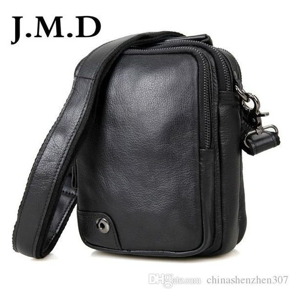 

j.m.d genuine leather black small men's sling bag shoulder messenger bags for phone purse handbags 1007