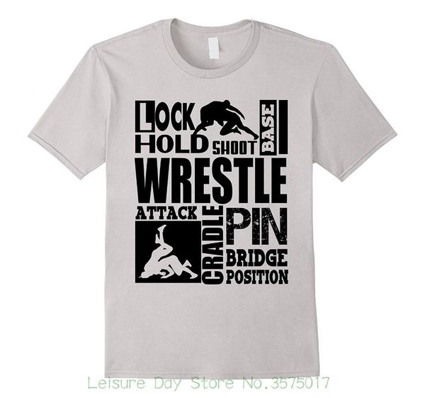 

короткие рукава мода лето печать повседневный wrestle футболка борьба a-z shoot cradle attack блокировка, White;black