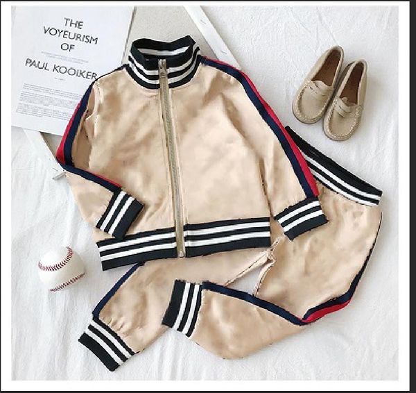 

2020 kids clothes sets 2020 new print tracksuits fashion letter jackets + +joggers casual sports style sweatshirt raglan sleeve, White