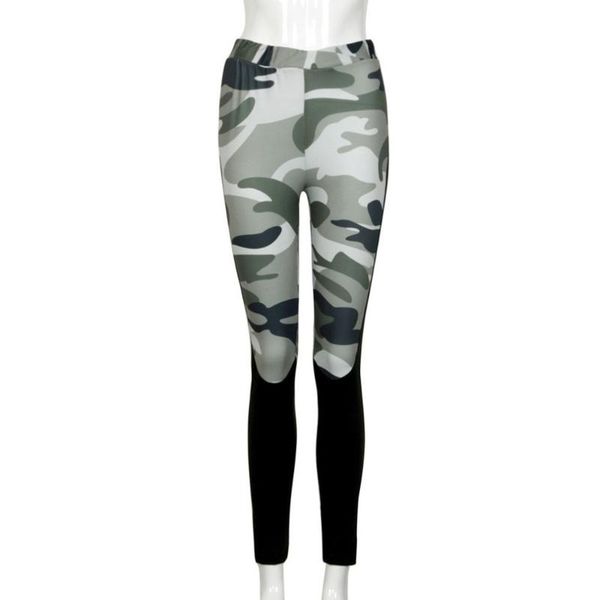

women leggings high waisted camouflage stitching trousers pants new fitness leggings casual gym wear pants, Black;blue