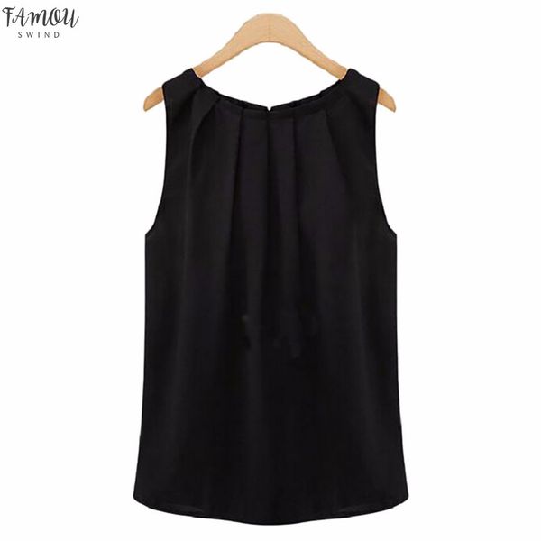 

new women tropical fold sleeveless o neck chiffon blouses casual women shirt plus size xxxl casual 266690, White