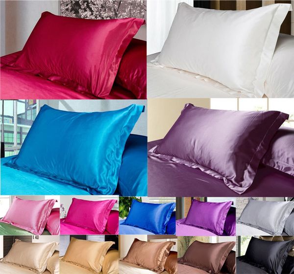 

1pc solid colour satin pillowcase silk imitation 48*74cm pillow case