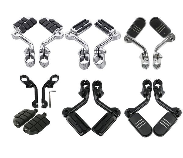 

motorcycle 1.25" long angled streamline footpegs &mount for touring chrome/black