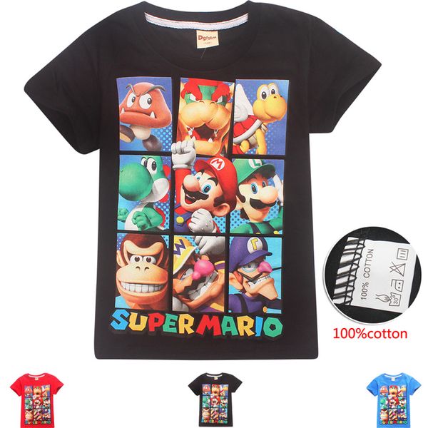 

super mario bros t shirt 3 colors 4-10t kids boys 100% cotton tee shirt kids designer clothes boys dhl ss180, Blue