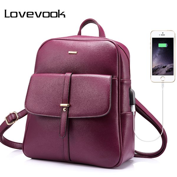 

lovevook backpack female schoolbag for girls teenagers large women backpack with anti theft external usb ladies hand bags 2019 j190628