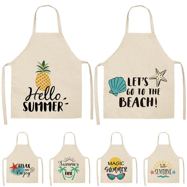 

1pcs watermelon letter printed kitchen aprons 53*65cm home cooking baking shop cotton linen cleaning bibs wql0004