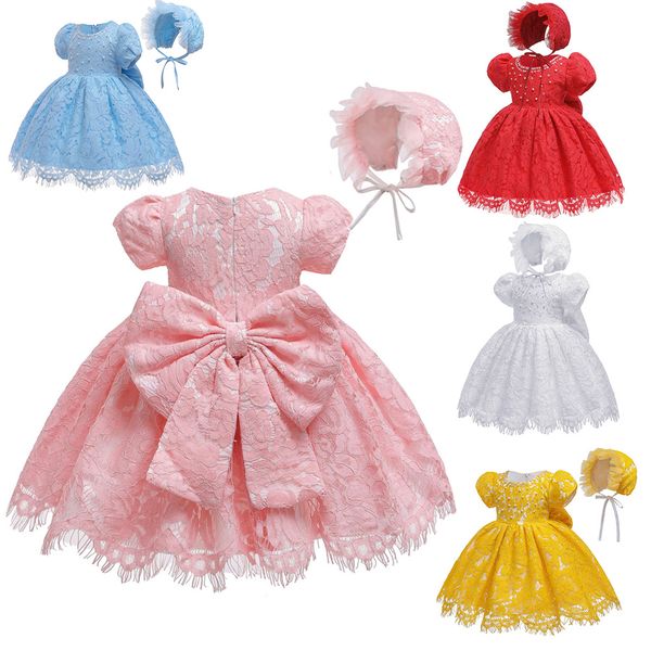 

2pcs детские симпатичные кружева лук платье принцессы с hat для фотографии партии