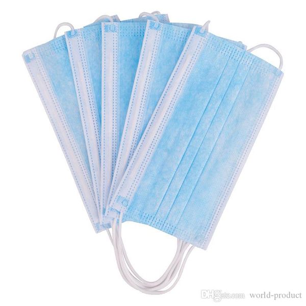 

disposable mask 3 layers non woven anti-dust waterproof face facial protective cover respirator mouth pm2.5 safety masks 100pieces